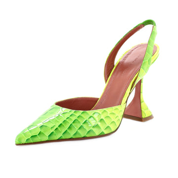 Amina Muaddi Women's Holli Slingback Pumps Crocodile Embossed Leather 95