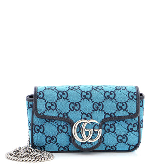 Gucci GG Marmont Flap Bag Diagonal Quilted GG Canvas Super Mini