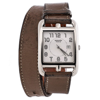 Hermes Cape Cod Double Tour Quartz Watch Stainless Steel and Leather 29