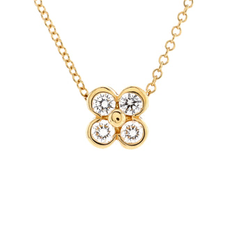 Tiffany & Co. Flower Pendant Necklace 18K Yellow Gold with Diamonds