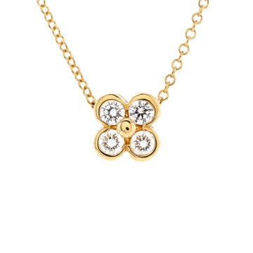 Tiffany & Co. Flower Pendant Necklace 18K Yellow Gold with Diamonds