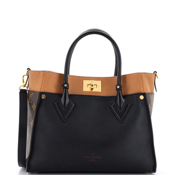 Louis Vuitton On My Side Tote Leather with Monogram Canvas MM