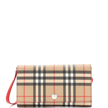Burberry Hannah Wallet on Strap Vintage Check Canvas