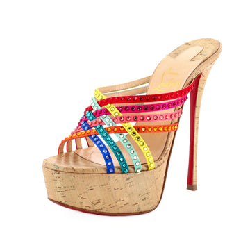 Christian Louboutin Women's Marthastrass Alta Platform Heeled Sandals Satin 150