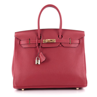 Hermes Birkin Handbag Red Clemence with Gold Hardware 35 2175501