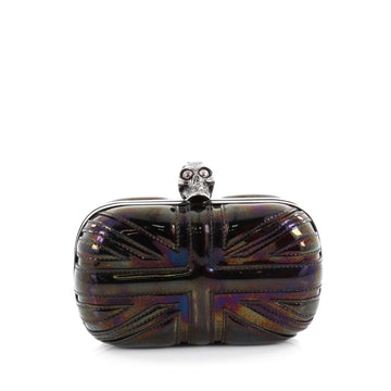 Alexander McQueen Britannia Skull Box Clutch Patent Purple 2175601