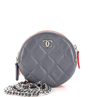 Chanel Round Compartment Clutch with Chain Quilted Lambskin