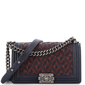 Chanel Boy Flap Bag Woven Calfskin Old Medium