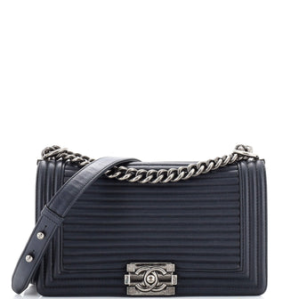 Chanel Boy Flap Bag Horizontal Quilted Lambskin Old Medium