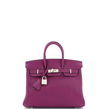 Hermes Birkin Handbag Purple Swift with Palladium Hardware 25