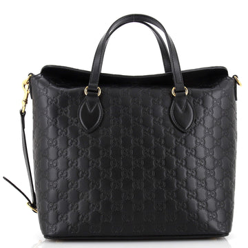 Gucci Signature Fold Over Tote Guccissima Leather Medium