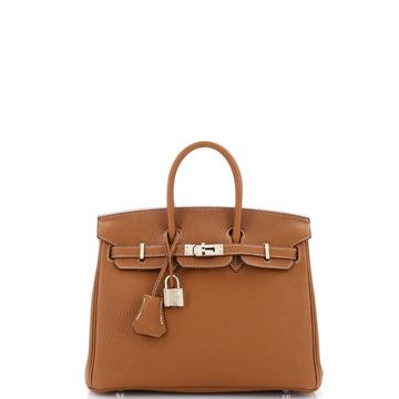 Hermes Birkin Handbag Brown Togo with Palladium Hardware 25