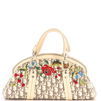 Christian Dior Vintage Trotteur Bowling Bag Embroidered Diorissimo Canvas Medium