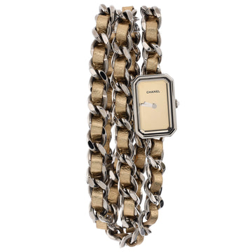 Chanel Premiere Rock Triple Row Quartz Watch Stainless Steel and Leather 16