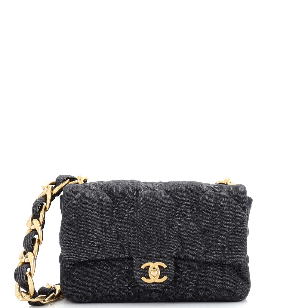 Chanel Funky Town Flap Bag CC Embossed Quilted Denim Medium