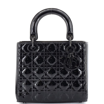 Christian Dior Lady Dior Bag Cannage Quilt Patent Medium