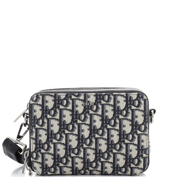 Christian Dior Double Zip Crossbody Pouch Oblique Canvas