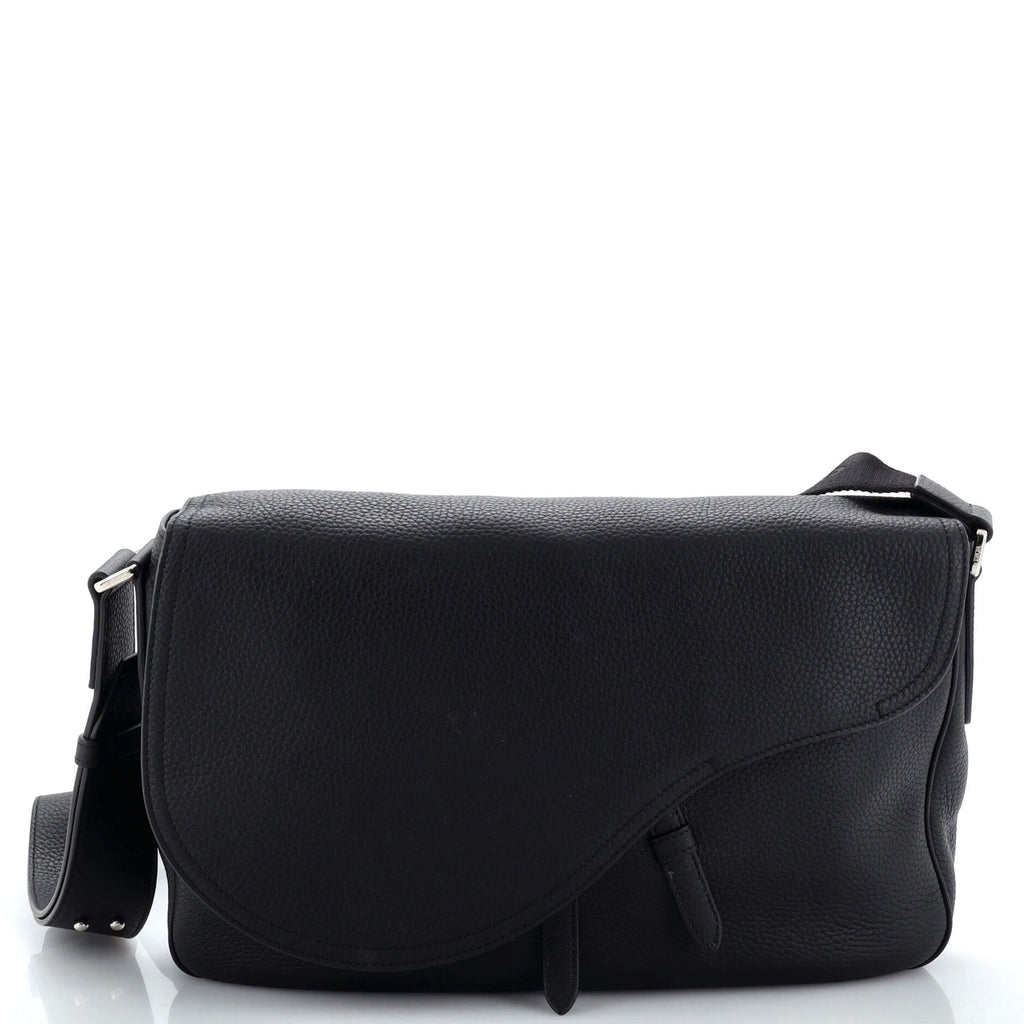 CHRISTIAN DIOR Saddle Leather Shoulder Bag Black