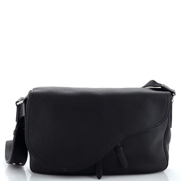 Christian Dior Saddle Flap Messenger Bag Leather Medium