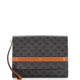 Celine Flap Wristlet Pouch Triomphe Coated Canvas