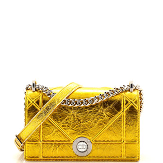 Christian Dior Diorama Clasp Flap Bag Crinkled Lambskin Small