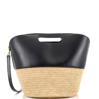 Celine Basket Bag Leather and Raffia Medium