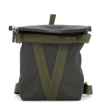 Bottega Veneta Fold-Over Backpack Intrecciato Effect Rubber