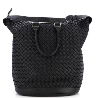 Bottega Veneta Zip Bucket Handle Bag Intrecciato Leather