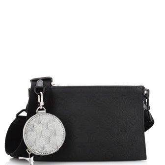 Louis Vuitton Trio Pouch Messenger Bag Damier Glitter Leather and Monogram Taurillon Leather Black