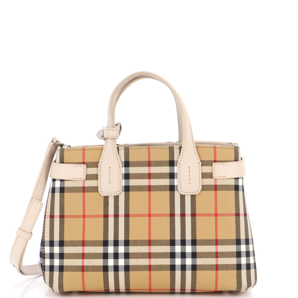 Used burberry banner vintage check shoulder bag / SMALL- LEATHER