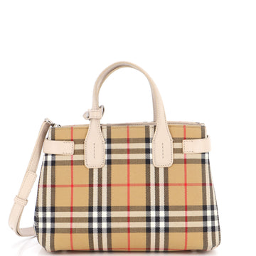 Burberry Banner Tote Vintage Check Canvas Small