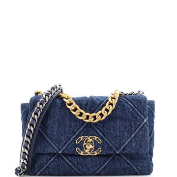 Chanel 19 Flap Bag Quilted Denim Medium