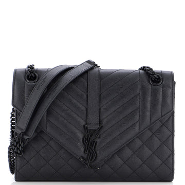 Saint Laurent Classic Monogram Envelope Satchel Mixed Matelasse Leather Medium