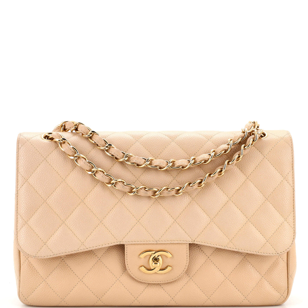 Chanel Classic Double Flap Bag Quilted Caviar Jumbo Neutral 2328411