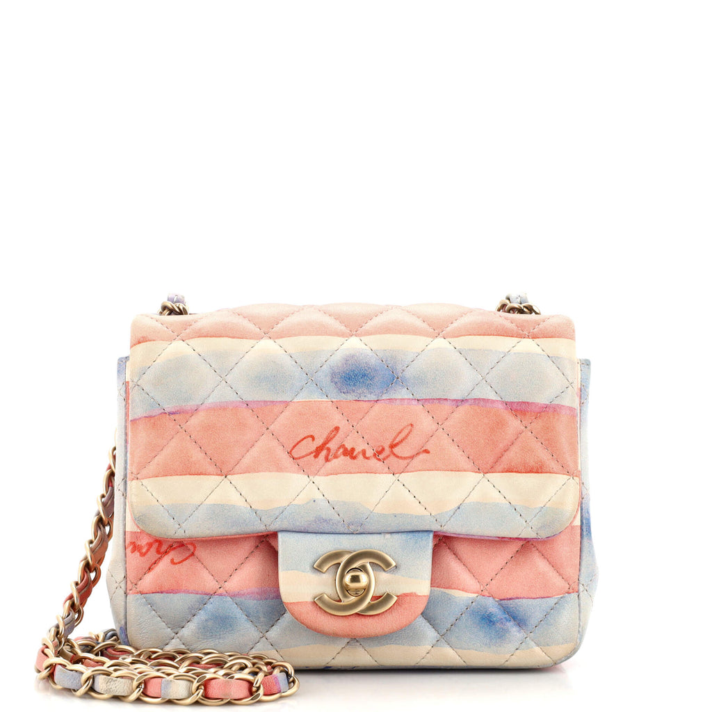 Chanel Square Classic Single Flap Bag Watercolor Printed Quilted