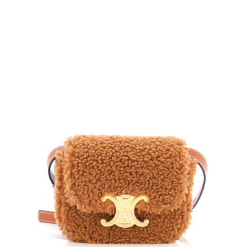 Celine Triomphe Shoulder Bag Shearling Mini