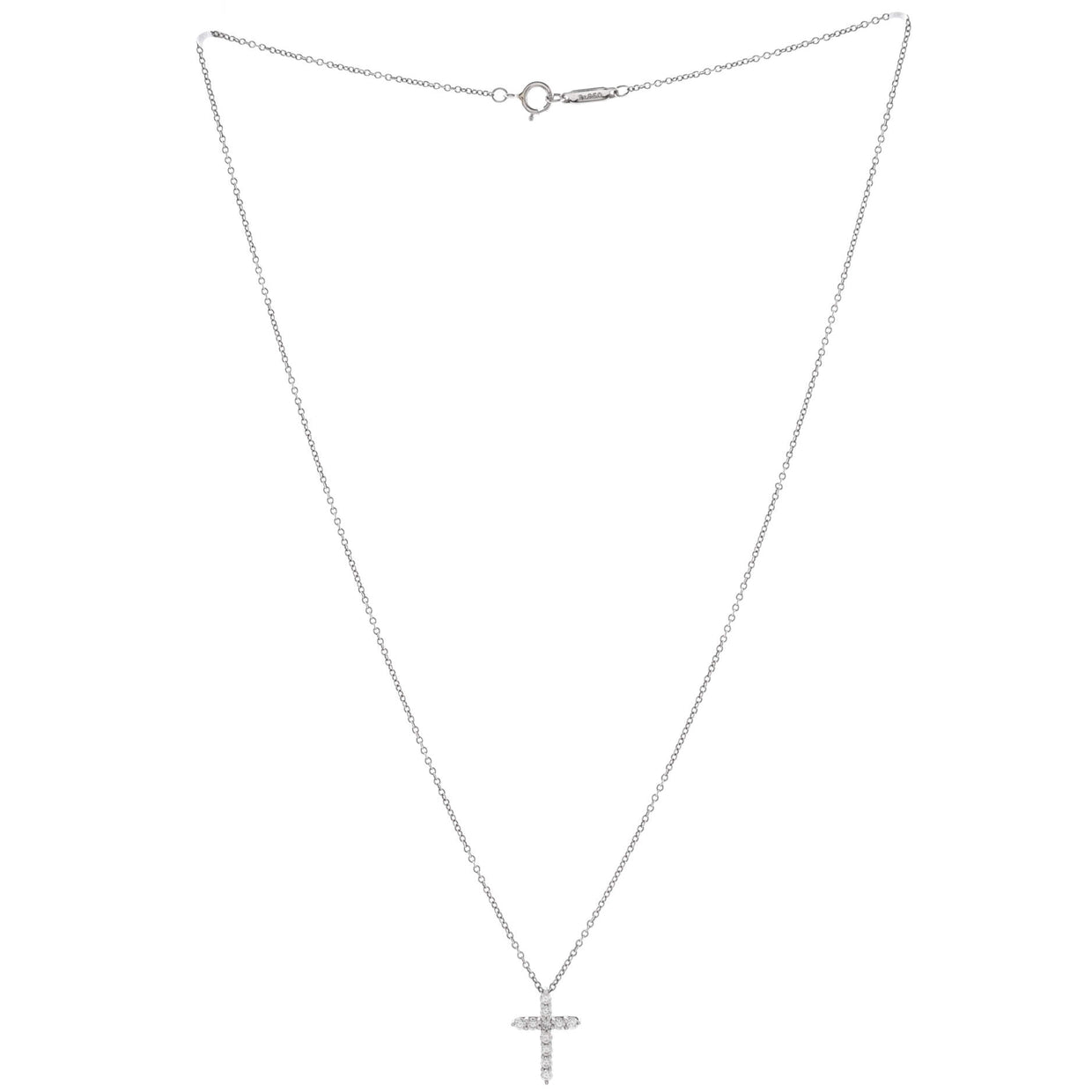 Tiffany & Co. Cross Pendant Necklace Platinum and Diamonds Mini Silver