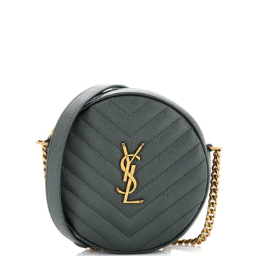 Saint Laurent Vinyle Round Camera Bag Matelasse Chevron Leather
