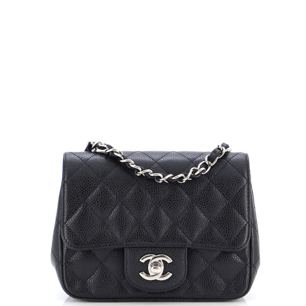 chanel caviar quilted mini square flap black bag