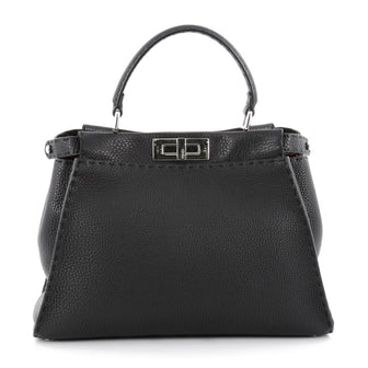 Fendi Selleria Peekaboo Handbag Leather Regular Black 2178701