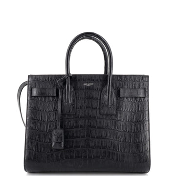 Saint Laurent Sac de Jour Bag Crocodile Embossed Leather Small
