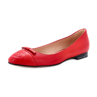 Gucci Women's GG Cap Toe Ballet Flats Leather with Matelasse Detail