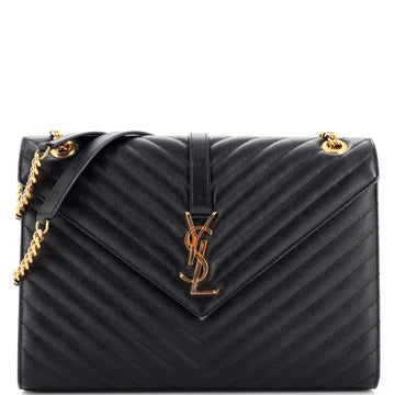 Saint Laurent Classic Monogram Envelope Satchel Matelasse Chevron Leather Large