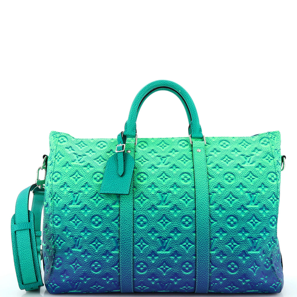 Louis Vuitton, Bags, Louis Vuitton Limited Edition Pink Blue Monogram Taurillon  Illusion Keepall 5