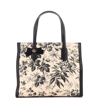Gucci GG Ribbon Tote Coated Printed Canvas Medium