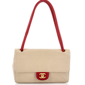 Chanel Vintage CC Flap Shoulder Bag Perforated Leather Medium