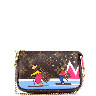 Louis Vuitton Pochette Accessoires Limited Edition Vivienne Xmas Monogram Canvas Mini