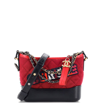 Chanel Gabrielle Logo Hobo Quilted Felt and Calfskin Small