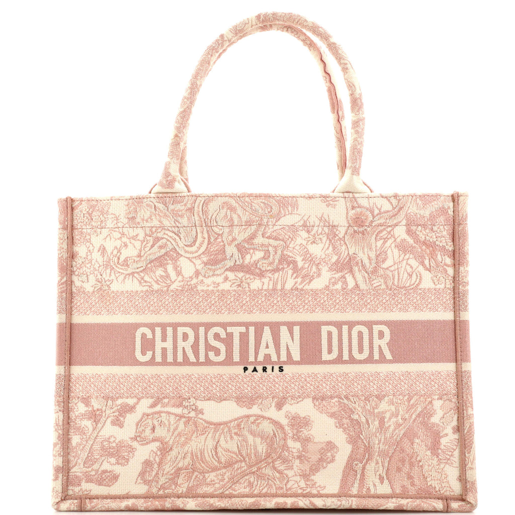 Christian Dior Book Tote Embroidered Canvas Medium Pink 217940185