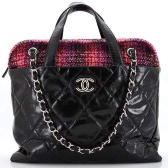 Chanel Portobello Zip Tote Quilted Glazed Calfskin and Tweed